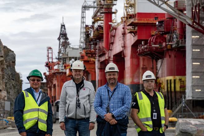 Kjetil Brandvik, klubbleder i Teekay, Arild Jenssen, klubbleder i Seadrill/områdeleder NR, Stig-Rune Refvik, forbundssekretær organisasjon i SAFE og Stefan Jakobsson, klubbleder i Floatel. , ,